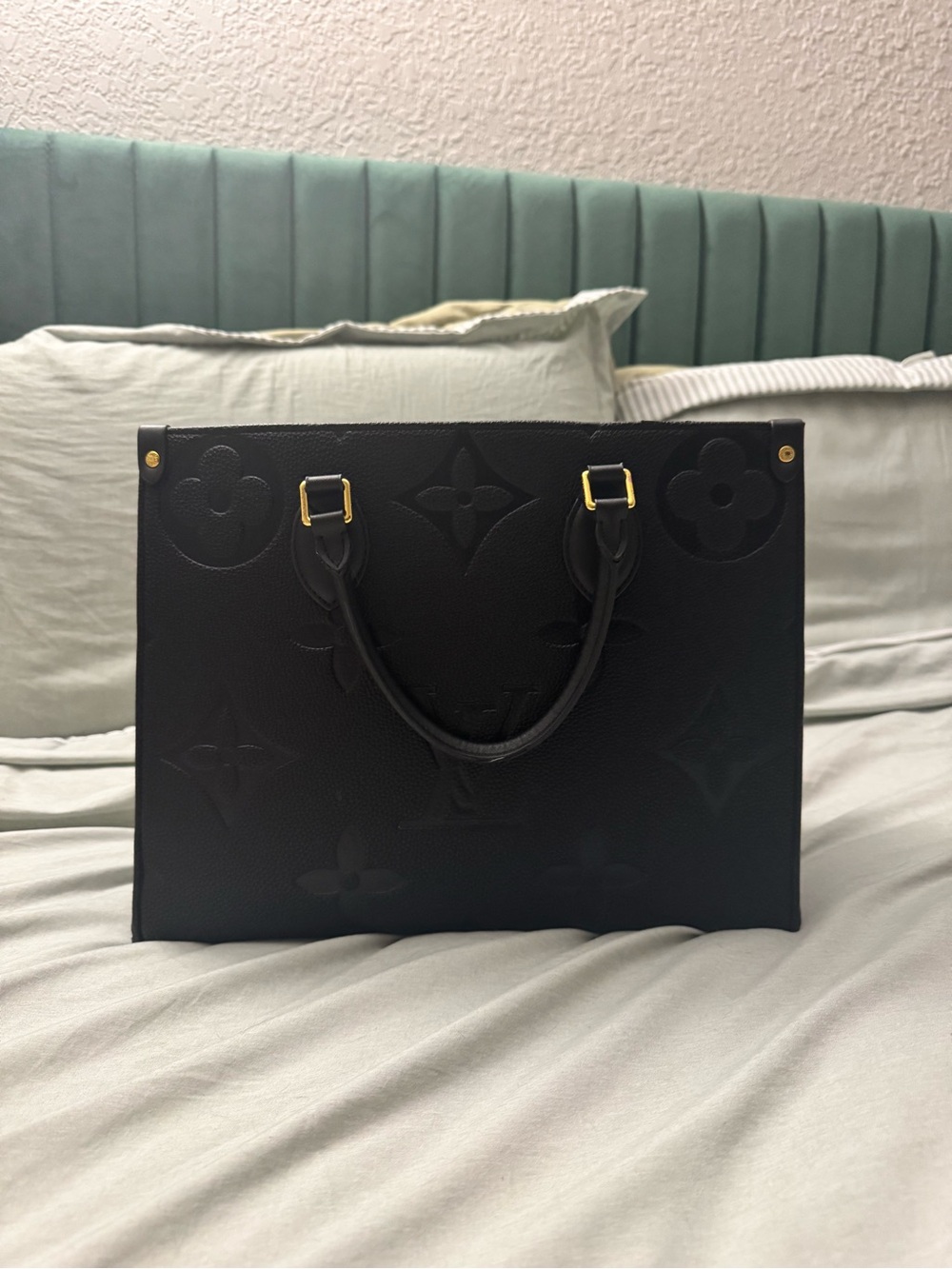 Black Embossed Monogram Tote